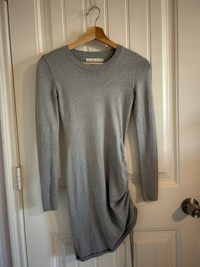Abercrombie & Fitch Silver Shimmer Long-Sleeve Bodycon Dress